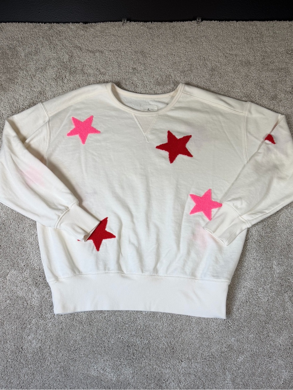 Lou & Grey Sweatshirt Star Appliqué Soft Comfy Size Small Fourth Of July